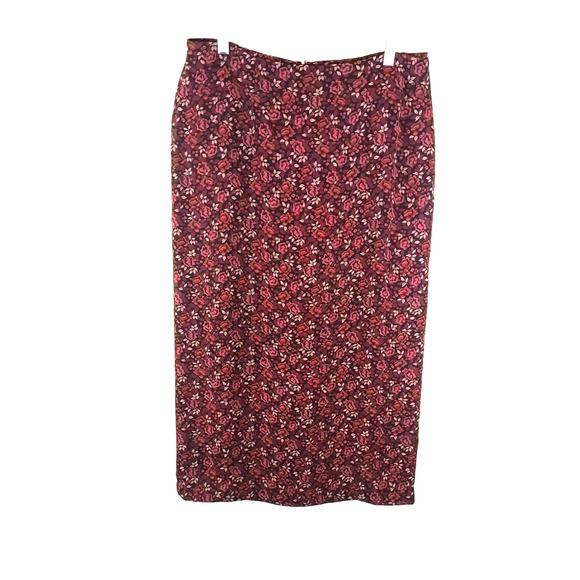 Geoffrey Beene Dresses & Skirts - Geoffrey Beene Sport Women's Skirt Size 16 Midi Skirt Red Pink Black Floral Back